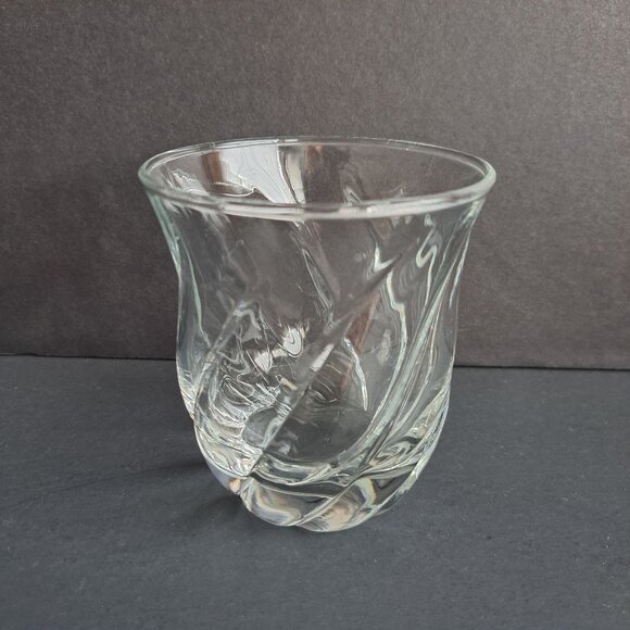 Anchor Hocking AHC22 Old Fashioned Glass 3.75" Clear Swirl Base Tumbler Vintage - Picture 1 of 8